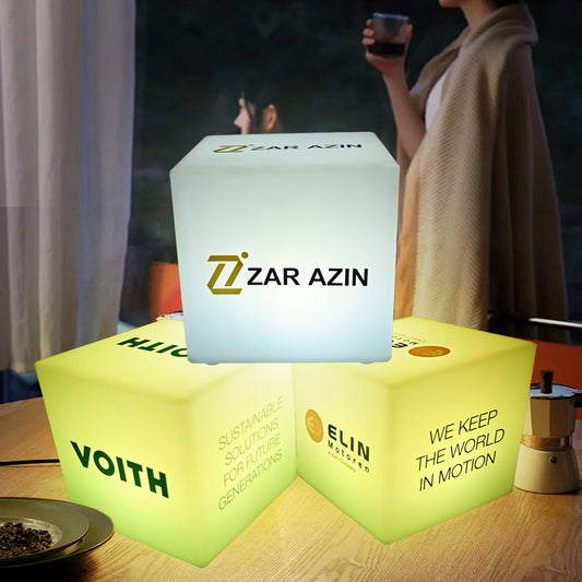 Custom Logo RGB LED Wireless Square Glow Cube Light Box Modern Multicolor Outdoor Hotel Kitchen Catering Corporate Event