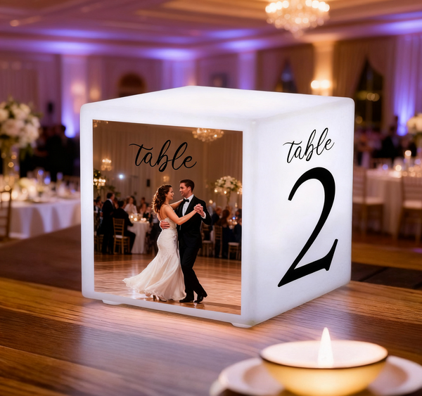 Customized Glowing Light Cube - Event/Retail Brand Logo Display Box Stool or Centerpiece - Color Changing Remote Control- Indoor/Outdoor Use